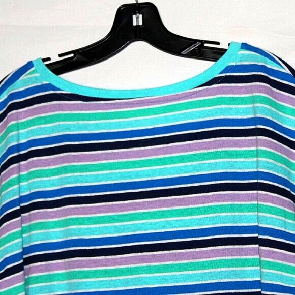 Talbots XL Striped V-Neck Tee Shirt Y2K Vintage Aesthetic - Picture 5 of 7